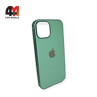 Чехол Iphone 12 Pro Max силиконовый, глянцевый с логотипом, мятного цвета, Hicool