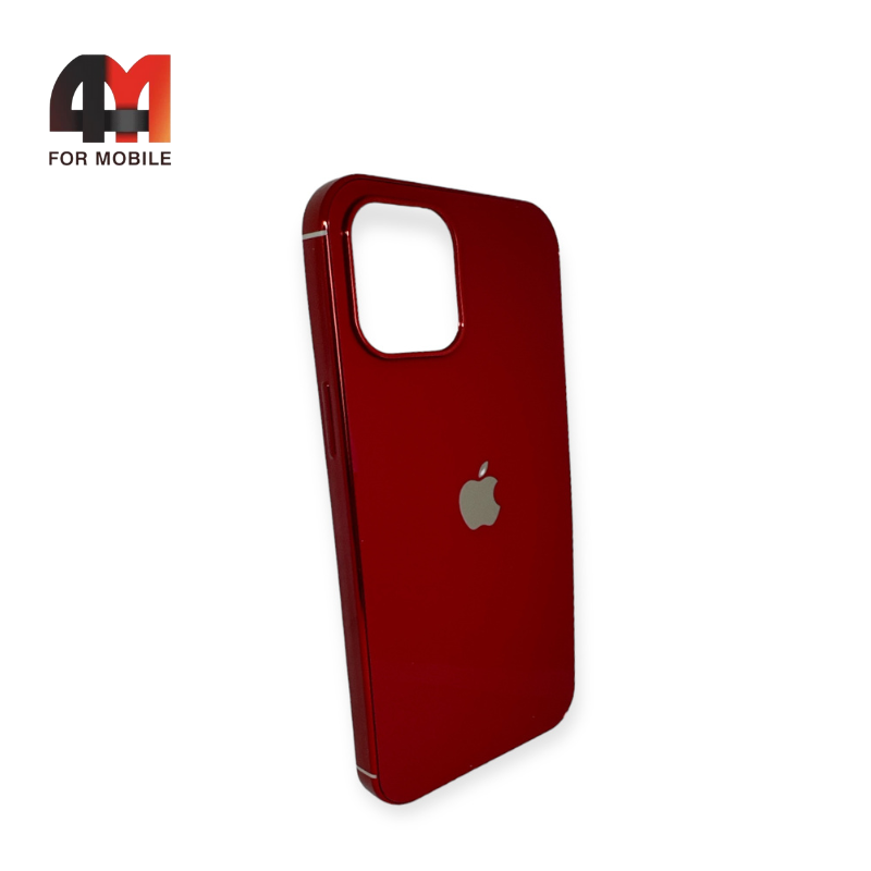Чехол Iphone 12 Pro Max силиконовый, глянцевый с логотипом, красного цвета, Hicool - фото 1 - id-p226619650
