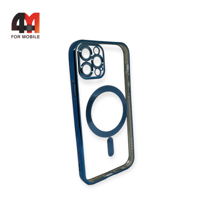 Чехол Iphone 12 Pro Max силиконовый, плотный + MagSafe, синего цвета, J-Case - фото 1 - id-p226618759