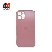 Чехол Iphone 12 Pro Max пластиковый, матовый с логотипом, розового цвета