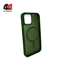 Чехол Iphone 12 Pro Max пластиковый с усиленной рамкой + MagSafe, темно-зеленого цвета, Protective Case