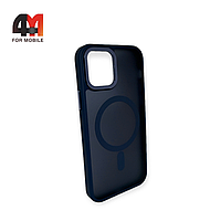 Чехол Iphone 12 Pro Max пластиковый с усиленной рамкой + MagSafe, темно-синего цвета, Protective Case