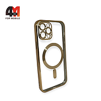 Чехол Iphone 12 Pro Max силиконовый, плотный + MagSafe, золотого цвета, J-Case