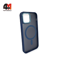 Чехол Iphone 12 Pro Max пластиковый с усиленной рамкой + MagSafe, синего цвета, Protective Case
