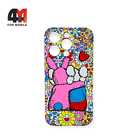 Чехол Iphone 12 Pro Max силиконовый с рисунком, 015 розового цвета, luxo