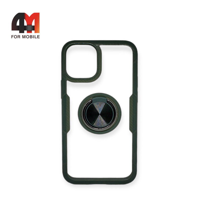 Чехол Iphone 12 Pro Max пластиковый, ободок с кольцом, зеленого цвета, Doyers - фото 1 - id-p226621676