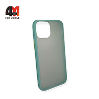 Чехол Iphone 12 Pro Max пластиковый с усиленной рамкой, ментолового цвета