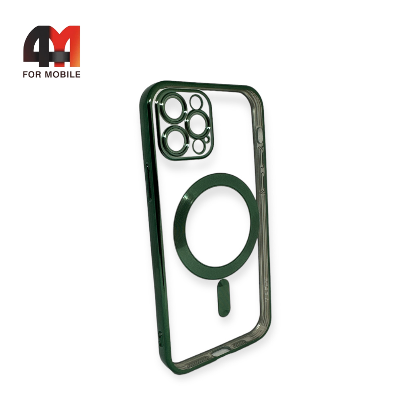 Чехол Iphone 12 Pro Max силиконовый, плотный + MagSafe, зеленого цвета, J-Case - фото 1 - id-p226618008