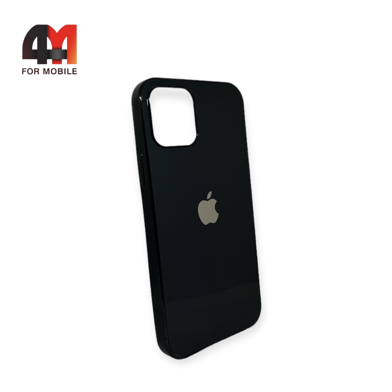 Чехол Iphone 12 Pro Max силиконовый, глянцевый с логотипом, черного цвета, Hicool - фото 1 - id-p226618862