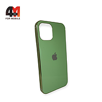 Чехол Iphone 12 Pro Max силиконовый, глянцевый с логотипом, салатового цвета, Hicool