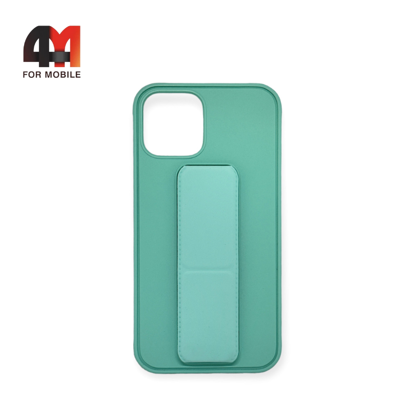 Чехол Iphone 12 Pro Max силиконовый с магнитной подставкой, мятного цвета - фото 1 - id-p226622989