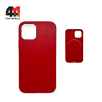 Чехол Iphone 12 Pro Max пластиковый, Leather Case + MagSafe, Red