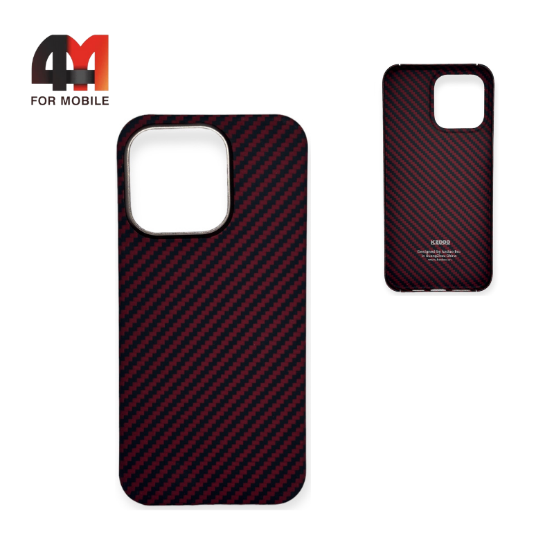 Чехол Iphone 12 Pro Max пластик, кевлар, красного цвета, K-DOO - фото 1 - id-p226617970