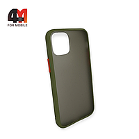 Чехол Iphone 12 Pro Max пластиковый с усиленной рамкой, зеленого цвета