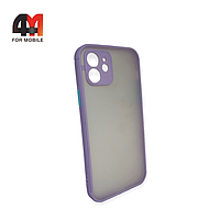 Чехол Iphone 12 пластиковый с усиленной рамкой, лавандового цвета