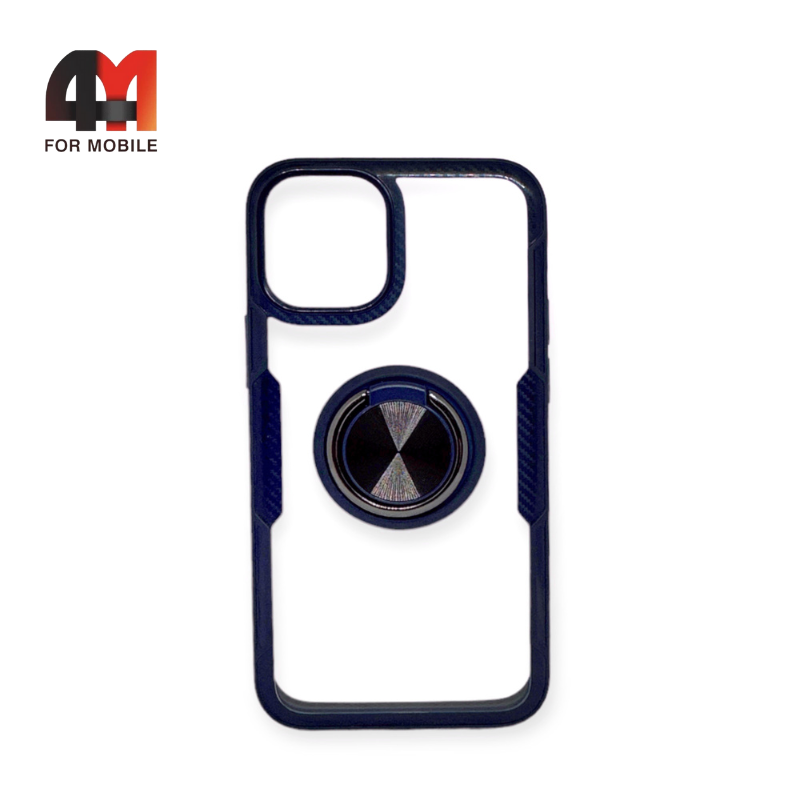 Чехол Iphone 12/12 Pro пластиковый, ободок с кольцом, синего цвета, Doyers - фото 1 - id-p226623134