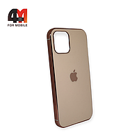 Чехол Iphone 12/12 Pro силиконовый, матовый с логотипом, пудрового цвета, Hicool