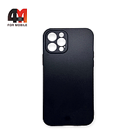 Чехол Iphone 12 Pro силиконовый с защитой на камеру, черного цвета