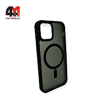 Чехол Iphone 12/12 Pro пластиковый c усиленной рамкой + MagSafe, черного цвета, Protective Case