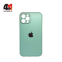 Чехол Iphone 12 Pro пластиковый, матовый с логотипом, ментолового цвета