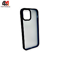 Чехол Iphone 12/12 Pro пластиковый с усиленной рамкой, матовый, черного цвета, ipaky
