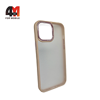 Чехол Iphone 12/12 Pro пластиковый с усиленной рамкой, пудрового цвета, New Case