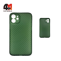 Чехол Iphone 12 пластиковый, карбон, зеленого цвета, K-DOO