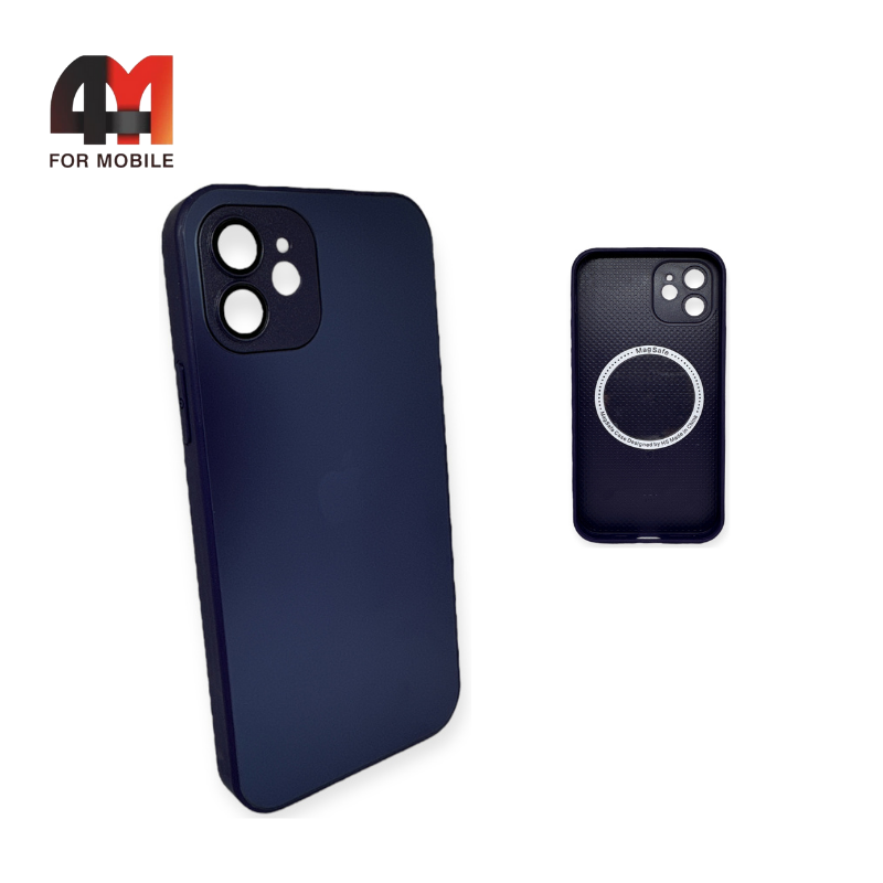 Чехол Iphone 12 пластиковый, Glass Case + MagSafe, фиолетового цвета - фото 1 - id-p226617335