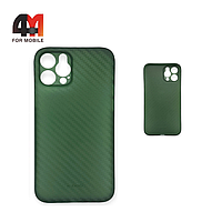 Чехол Iphone 12 Pro пластиковый, карбон, зеленого цвета, K-DOO