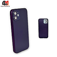 Чехол Iphone 12 пластиковый, стеклянный, фиолетового цвета