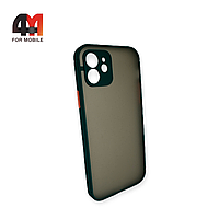 Чехол Iphone 12 пластиковый с усиленной рамкой, темно-зеленого цвета