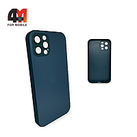 Чехол Iphone 12 Pro пластиковый, Glass case, темно-синего цвета