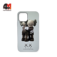 Чехол Iphone 12/12 Pro силиконовый с рисунком, 03 светло-серый, luxo
