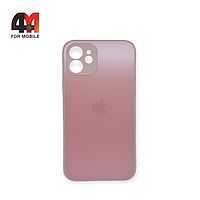 Чехол Iphone 12 пластиковый, матовый с логотипом, розового цвета