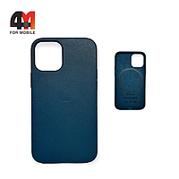Чехол Iphone 12/12 Pro пластиковый, Leather Case + MagSafe, Baltic blue
