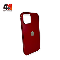 Чехол Iphone 12/12 Pro силиконовый, матовый с логотипом, красного цвета, Hicool
