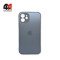 Чехол Iphone 12 пластиковый, матовый с логотипом, серого цвета