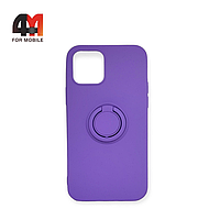 Чехол Iphone 12/12 Pro силиконовый, с кольцом, фиолетового цвета