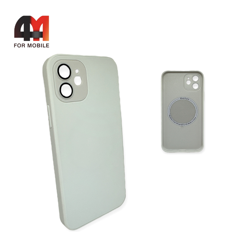 Чехол Iphone 12 пластиковый, Glass Case + MagSafe, белого цвета - фото 1 - id-p226617895