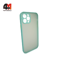 Чехол Iphone 12 Pro пластиковый с усиленной рамкой, ментолового цвета