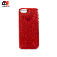 Чехол Iphone 5/5S/SE силиконовый с блестками, красного цвета