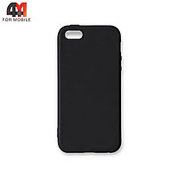 Чехол Iphone 5/5S/SE силиконовый, матовый, черного цвета