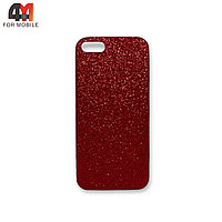 Чехол Iphone 5/5S/SE пластиковый, ультратонкий, красного цвета с блестками
