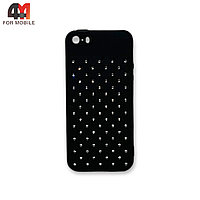 Чехол Iphone 5/5S/SE силиконовый со стразами, черного цвета