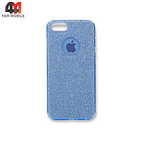 Чехол Iphone 5/5S/SE силиконовый с блестками, голубого цвета