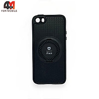 Чехол Iphone 5/5S/SE силиконовый с кольцом, черного цвета, iFace