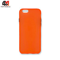 Чехол Iphone 6/6S силиконовый, матовый с цветными кнопками, оранжевого цвета