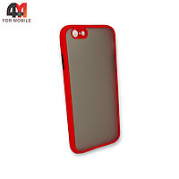 Чехол Iphone 6/6S пластиковый с усиленной рамкой, красного цвета