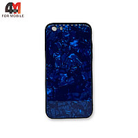 Чехол Iphone 6/6S пластиковый, мраморный, синего цвета