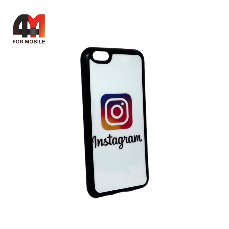 Чехол Iphone 6/6S силиконовый с рисунком, Instagram, белого цвета - фото 1 - id-p226623450